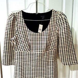 Ann Taylor NWT Houndstooth Puff Sleeve Dress Size 2